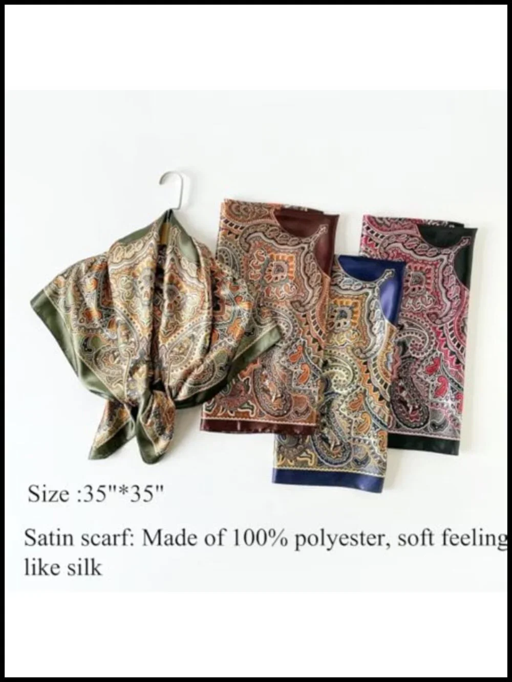 35 inch Satin Scarf Large Square Head Wrap Bandana for Women